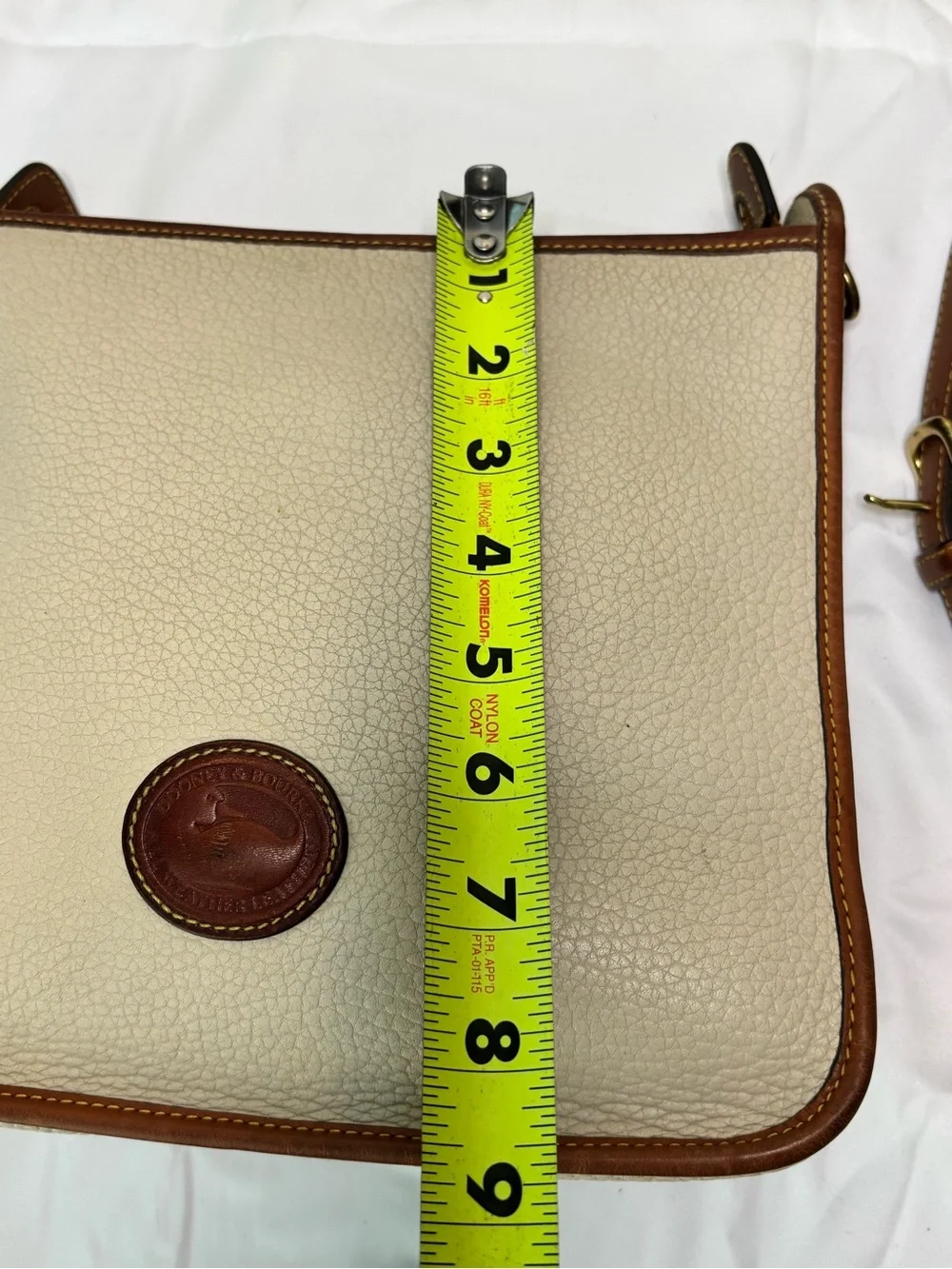 Vintage Dooney & Bourke Suede Interior Cream and Brown Pebble Leather Crossbody